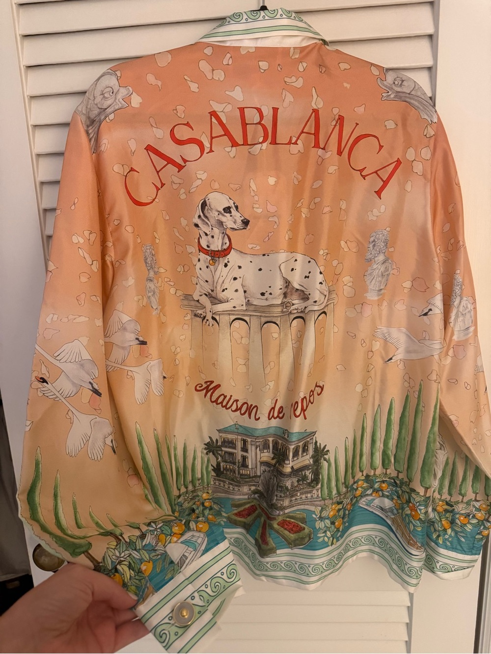 Casablanca Peach Scenic Silk Button-Up Shirt - Picture 2 of 5